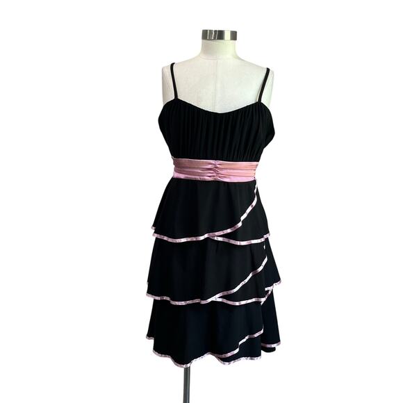 Y2K Taboo Black Pink Tiered Cocktail Dress Party Formal Size 2XL - Picture 1 of 6